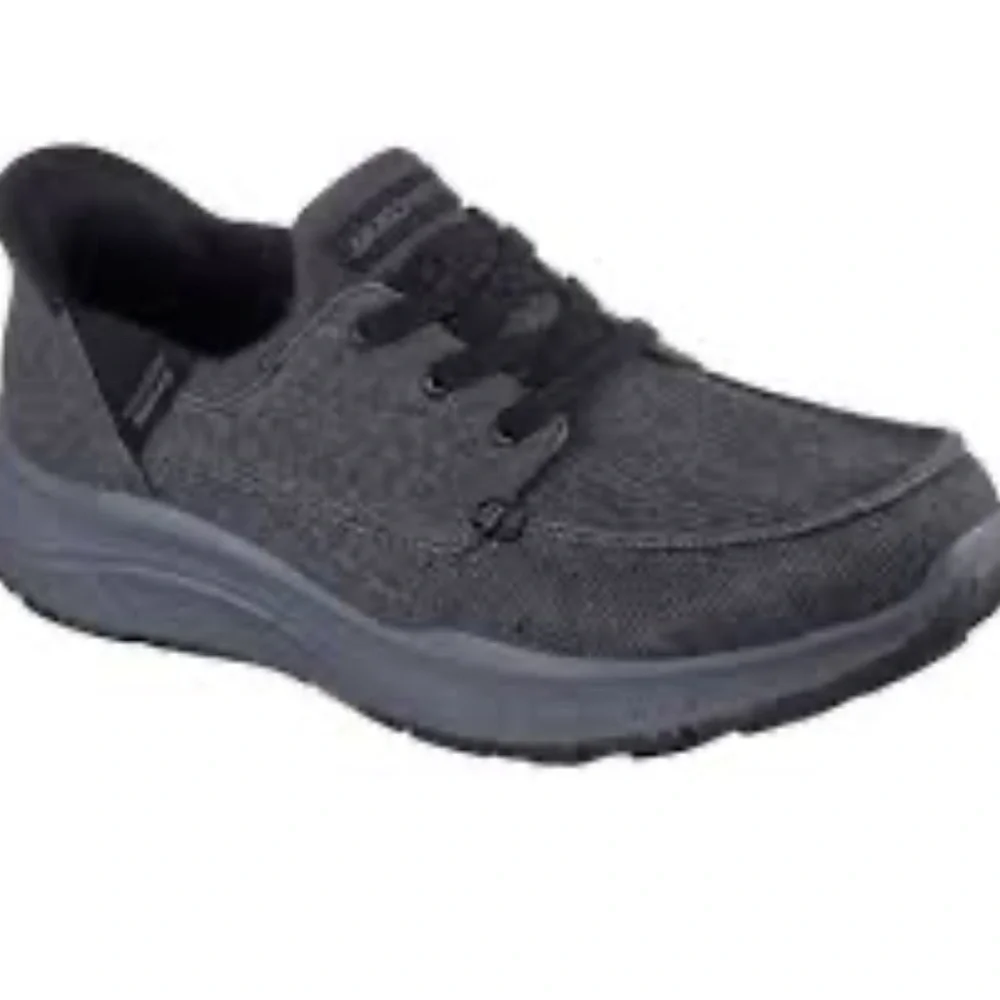 🛑STOP🛑Skechers Men's Shoe Swift Fit Hands Free Lace Up Moc Toe Blk Sz 12 No Box - Picture 1 of 10